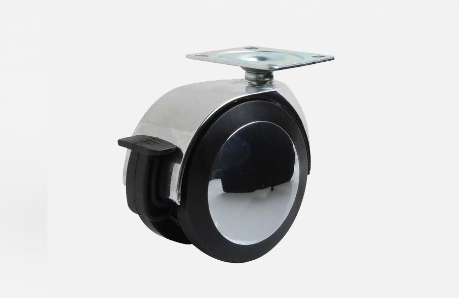 Chrome Covered Disc Caster With Brake 75mm