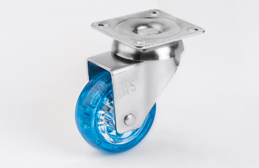 Transparent Pulley Disc Caster Blue-Decorative Furniture Casters