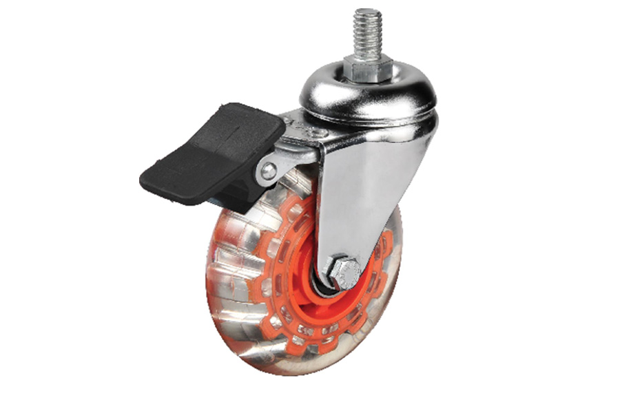 Transparent Screw Caster With Brake In 75*25- Decorative Furniture Casters