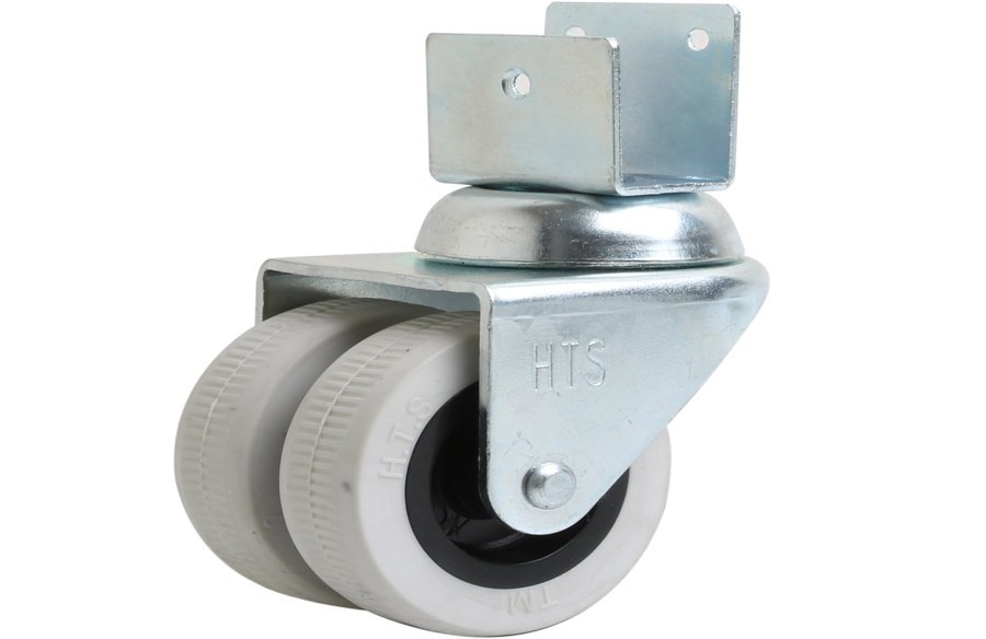 Grey Double Pulley Short U Disc Caster- Shelf and Display Caster