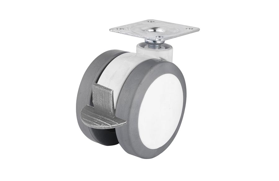 Plastic Thermo Covered Disc Caster With Brake In 65mm-Furniture Caster