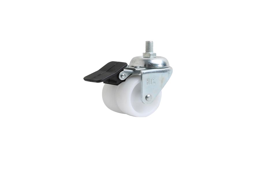 Polyamide Double Pulley Screw Caster With Brake In 50*20- Furniture Caster