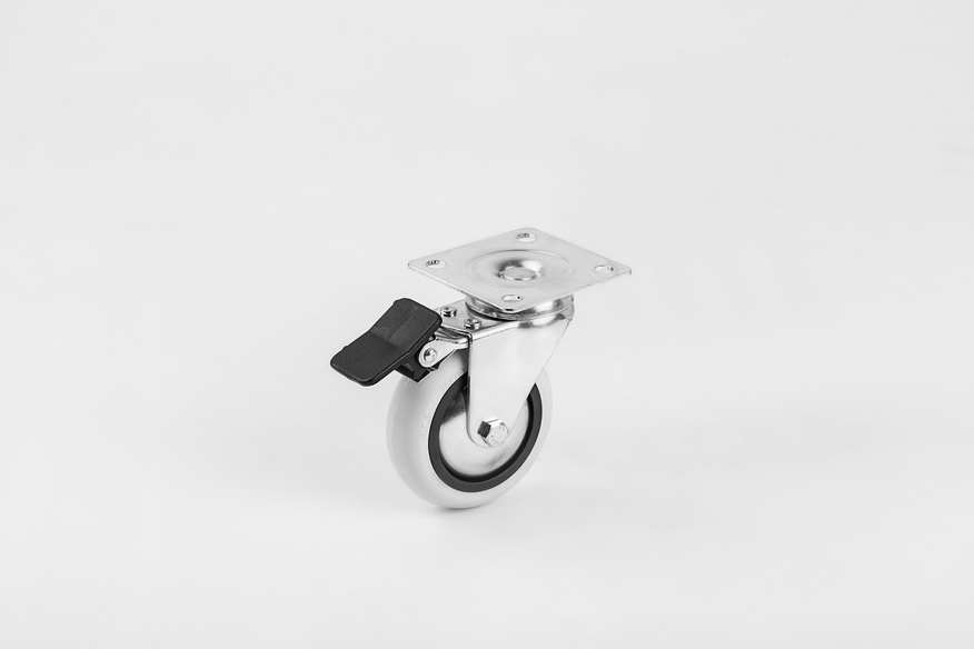 PVC Disc Caster With Brake In 75*25mm-Furniture Caster and Wheels