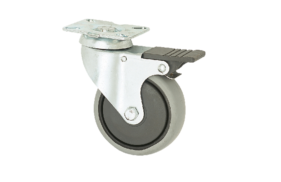 Market Type Disc Caster in 100 With Brake- Shopping Cart Wheels