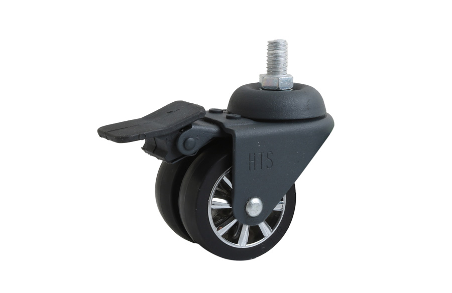 Anthracite Chrome Double Pulley Screw Decorative Furniture Caster With Brake
