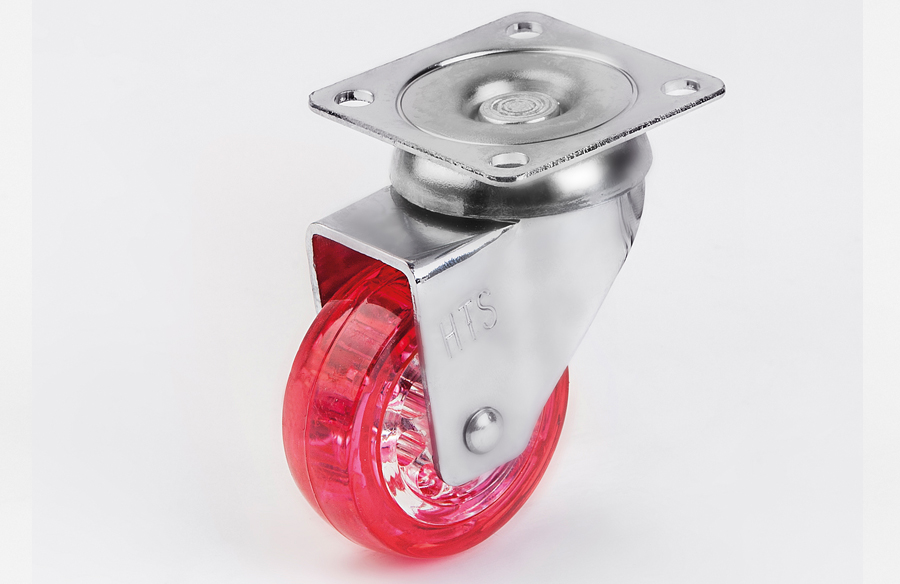 Transparent Pulley Disc Caster Red-Decorative Furniture Casters