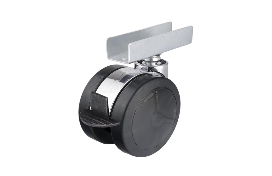 Plastic Chrome Body U Disc Caster With Brake In 65mm- Furniture Caster