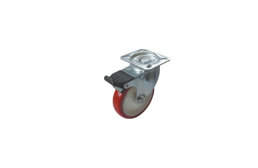 Polyamide Polyurethane Plated Disc Caster In 150-Light Industrial Caster with Brake