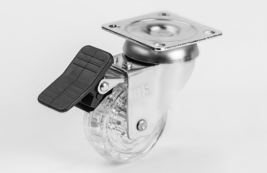 Transparent Pulley Disc Caster With brake-Decorative Furniture Casters