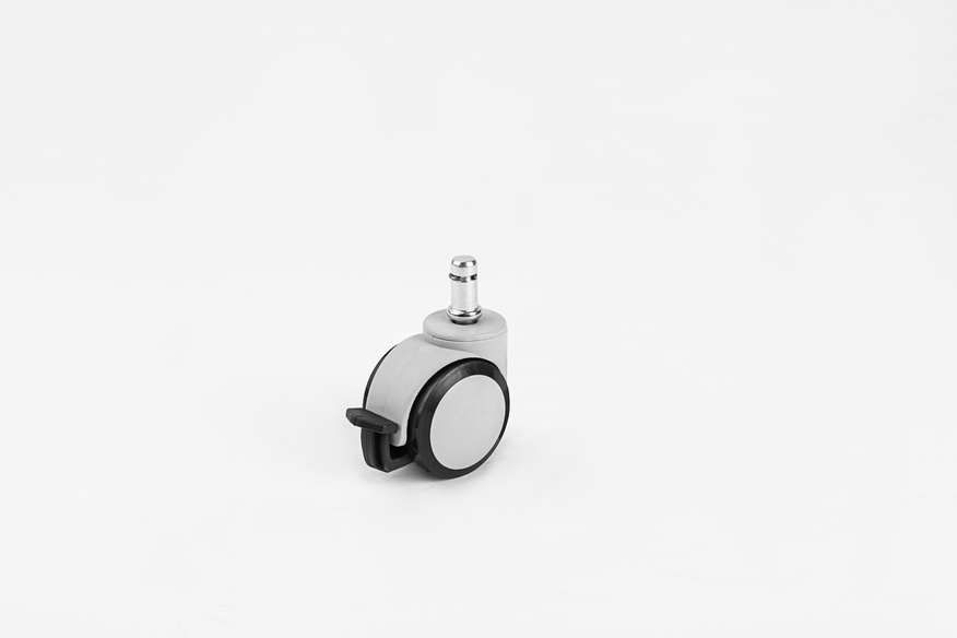 Grey Thick Pin Caster With Brake In 50mm-Office Furniture Caster