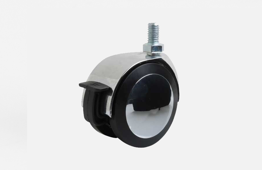 Chrome Covered Screw Caster With Brake D 75mm