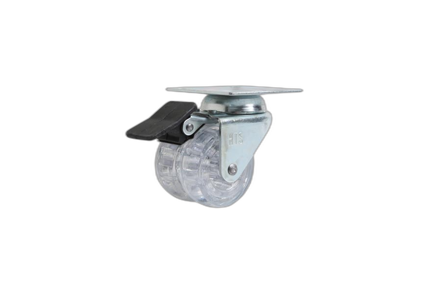 HTS Caster | Transparent Double Pulley Disc Caster With Brake In 50*20