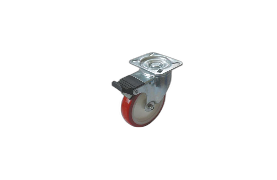 HTS Caster | Polyamide Polyurethane Plated Disc Caster In 125, Light Industrial Caster with Brake