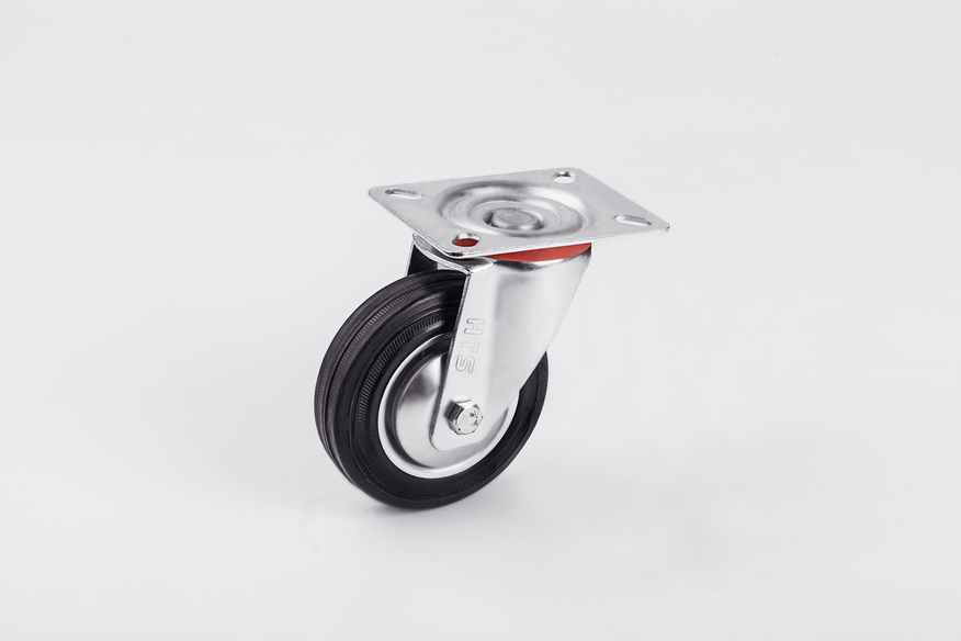 HTS Caster | 150 mm Diameter Disc Rubber Caster Wheels, Waste Bin Caster