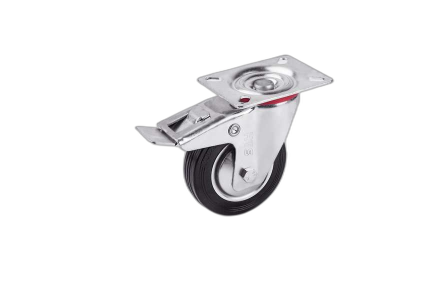 HTS Caster | Disc Rubber Caster Wheels With Brake-Waste Bin Caster