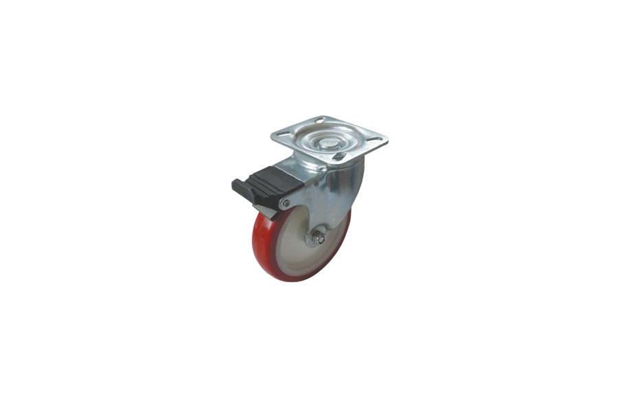 HTS Caster | Polyamide Polyurethane Plated Disc Caster In 80 – Light Industrial Caster with Brake