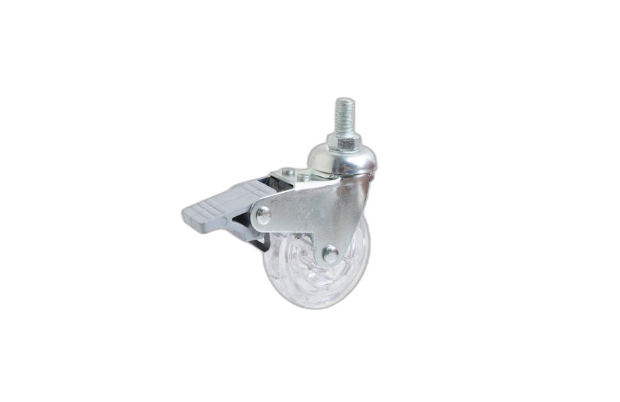 HTS Caster | Transparent Screw Swivel Furniture Casters With Brake, D50*20mm