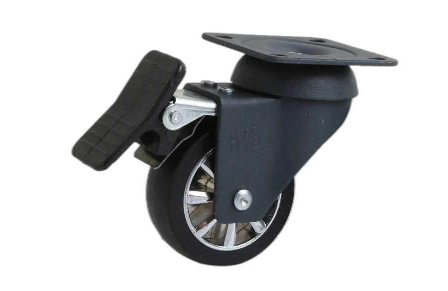 HTS Caster | Anthracite Thermal Chrome Pulley Disc Caster With Brake- Decorative Furniture wheels