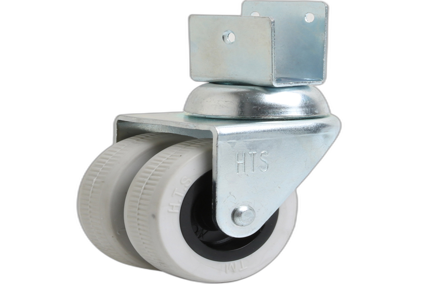 HTS Caster | Grey Double Pulley Short U Disc Caster, Shelf and Display Caster