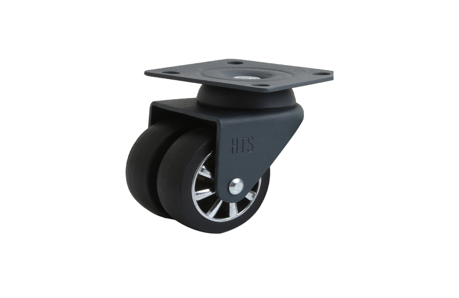 HTS Caster | 50mm Anthracite Chrome Double Pulley Disc Caster- Decorative Furniture Casters