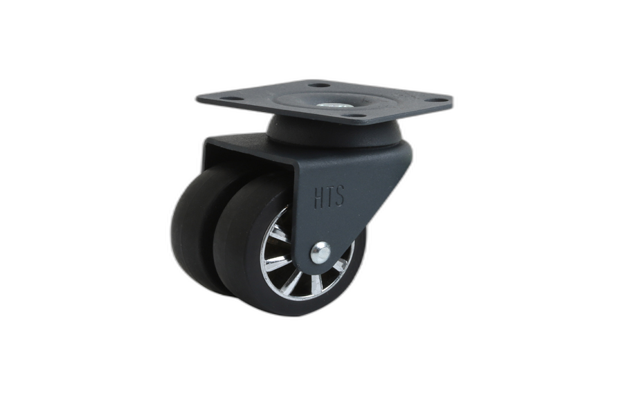 HTS Caster | 50mm Anthracite Chrome Double Pulley Disc Caster- Decorative Furniture Casters