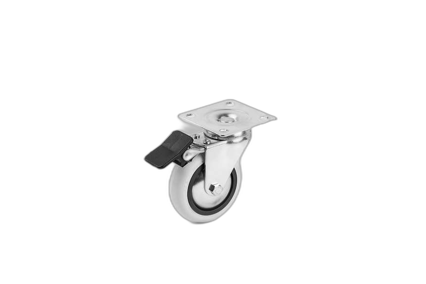 HTS Caster | PVC Disc Caster With Brake In 75*25mm-Furniture Caster and Wheels