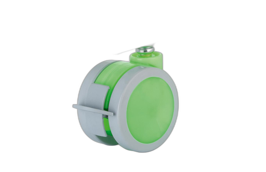 HTS Caster | عجلة  مع وصلة اللوحة مع فرامل باللون الأخضر على شكل حرف U - عجلات أثاث ملونة
