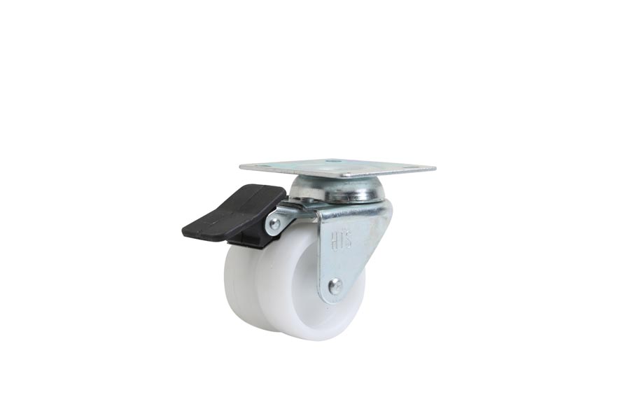 HTS Caster | Polyamide Double Pulley Disc Caster With Brake In 50*20- Furniture Caster