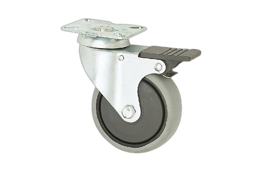 HTS Caster | Market Type Disc Caster in 100 With Brake- Shopping Cart Wheels