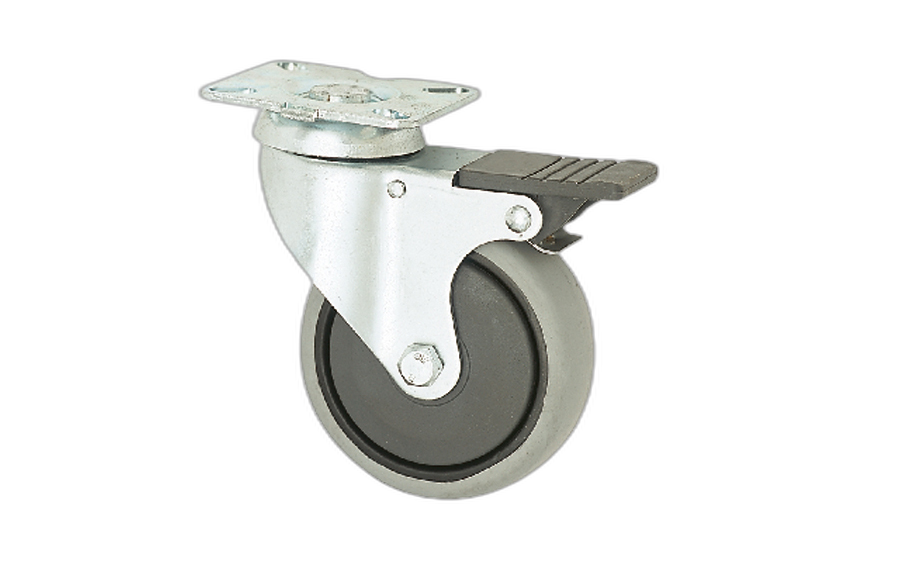 HTS Caster | Market Type Disc Caster in 100 With Brake, Shopping Cart Wheels