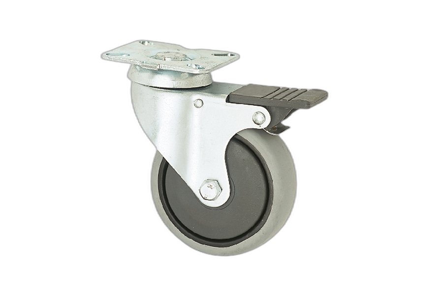 HTS Caster | Market Type Disc Caster in 125 With Brake-Shopping Cart Wheels