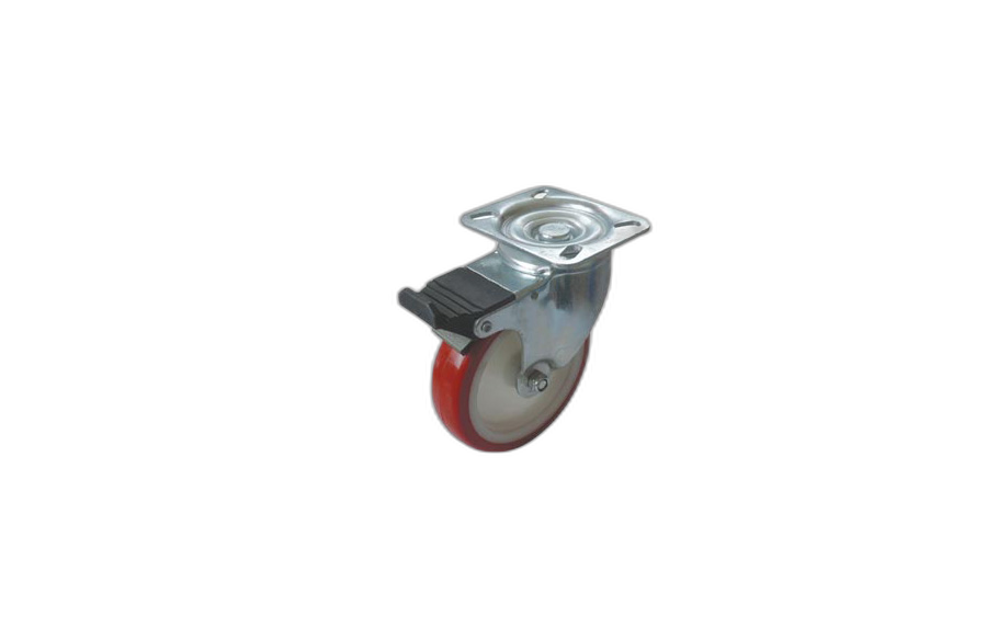 HTS Caster | Polyamide Polyurethane Plated Disc Caster With Brake, Light Industrial Caster