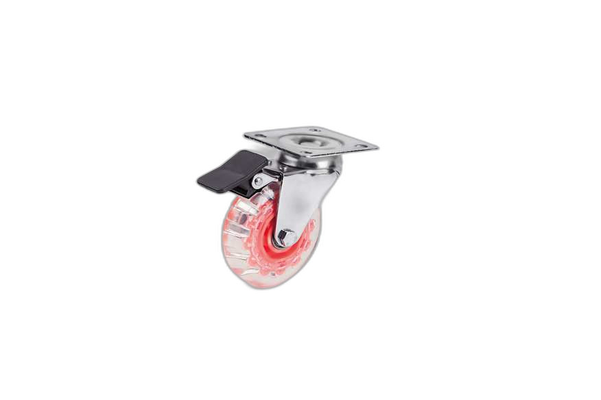 HTS Caster | Transparent Disc Caster with Brake,Decorative Furniture wheels