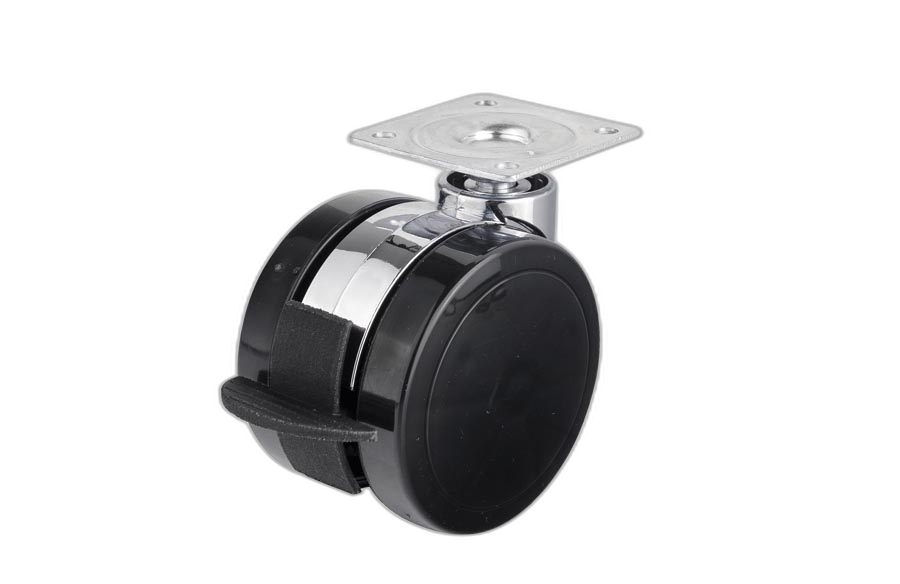 HTS Caster | Plastic Chrome Body Disc Caster  With Brake In 65mm- Furniture Caster