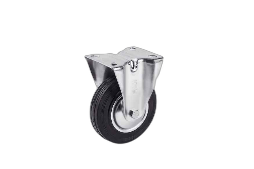 HTS Caster | Rubber Fixed Caster In 125mm, Light Industrial Casters
