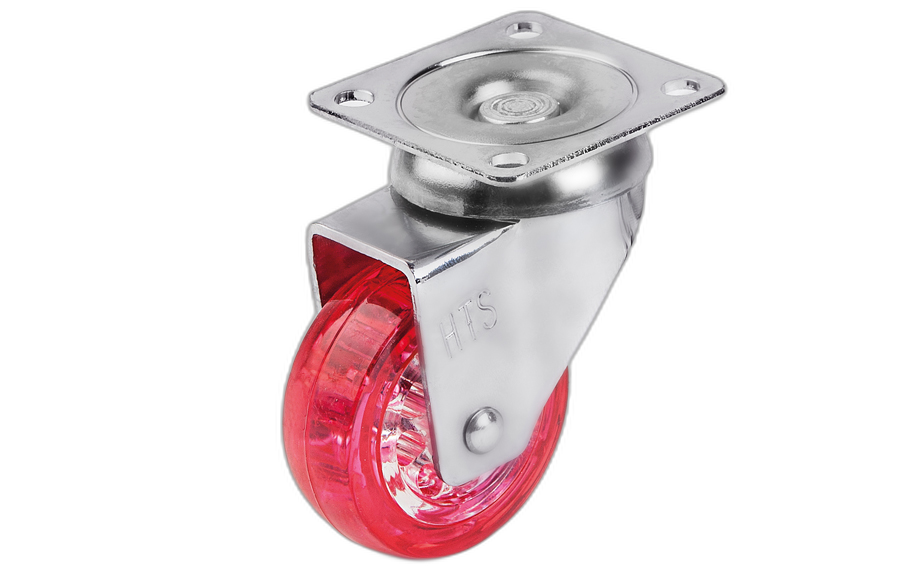 HTS Caster | Transparent Pulley Disc Caster Red-Decorative Furniture Casters