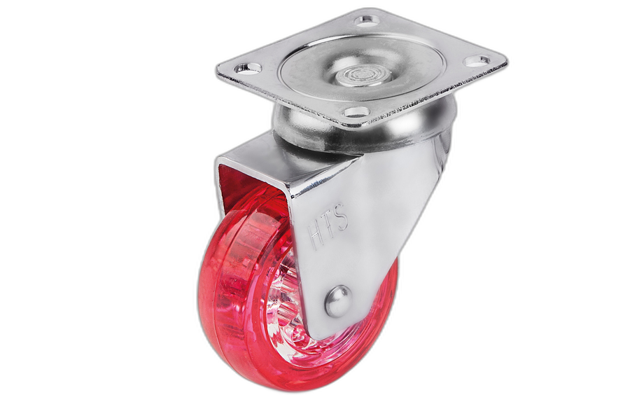 HTS Caster | Rosso Trasparente Rotelle 50 mm per mobili con Piastra