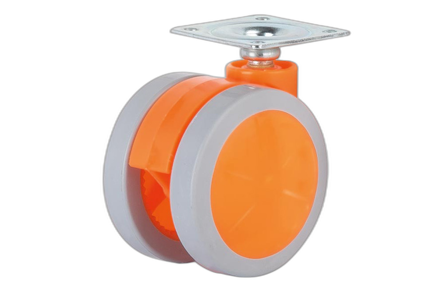 HTS Caster | عجلة من نوع Buro مع وصلة اللوحة باللون البرتقالي-عجلات أثاث ملونة
