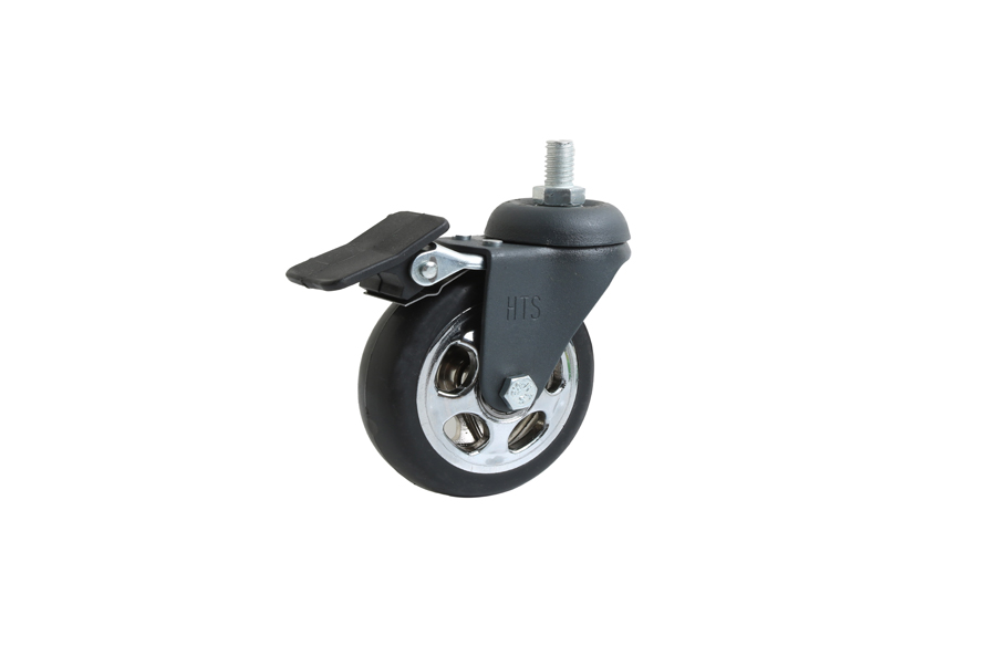 HTS Caster | 75mm Anthracite Chrome Pulley Screw Caster With Brake- Decorative Furniture Casters
