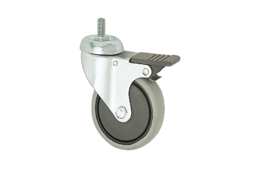 HTS Caster | Market Type Screw Caster in 100 With Brake-Shopping Cart Wheels