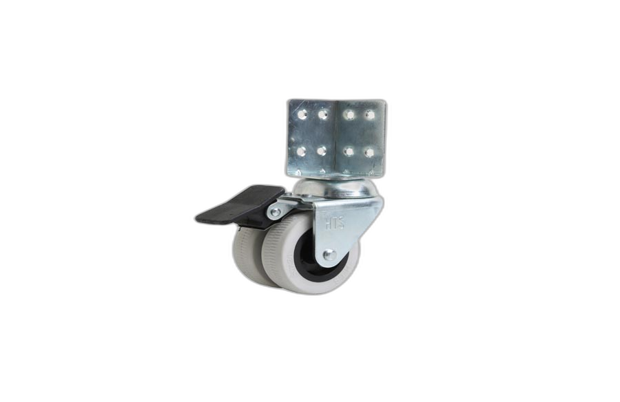 HTS Caster | Grey Double Pulley L Disc Caster With Brake, Shelf and Display Caster