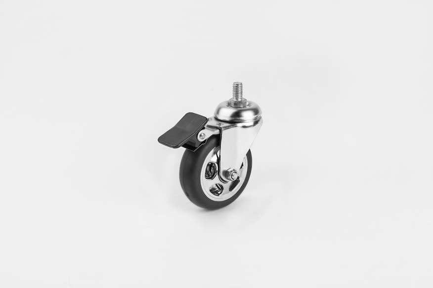 HTS Caster | Chrome Rim Screw Brake Caster in 75*25