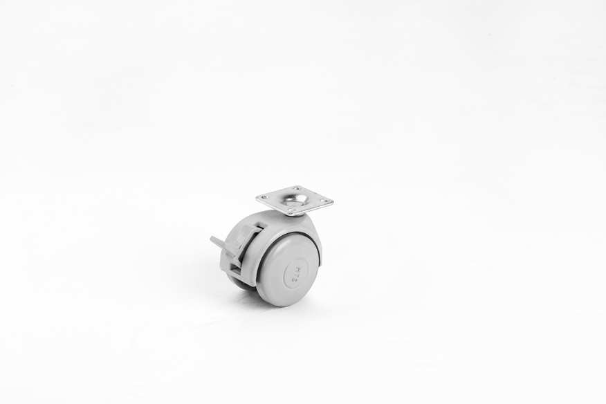 HTS Caster | Plastic Grey Big Disc Caster With Brake-Furniture Caster and Wheels
