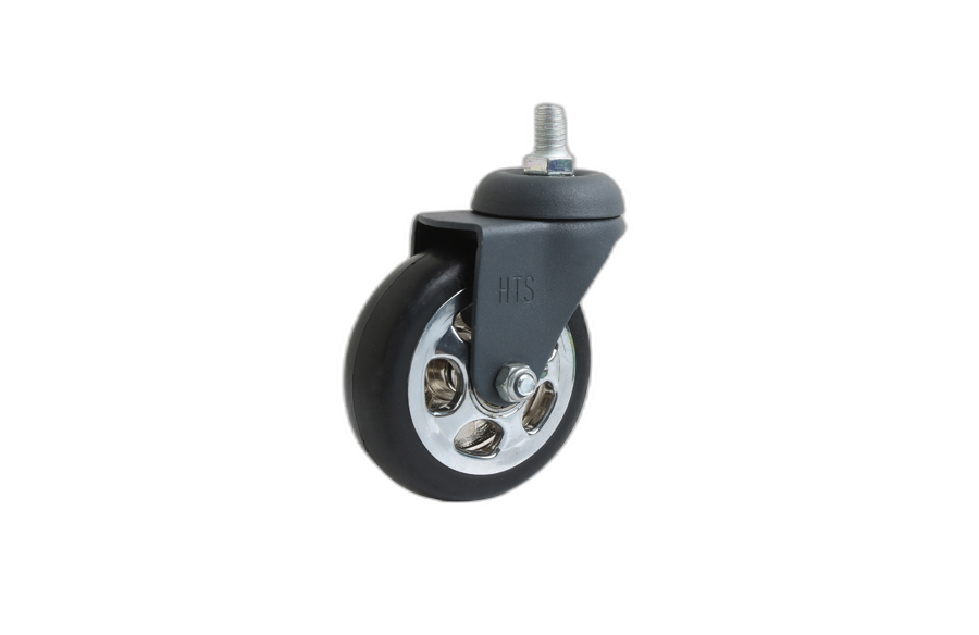 HTS Caster | 75mm Anthracite Chrome Pulley Screw Caster, Decorative Furniture Casters