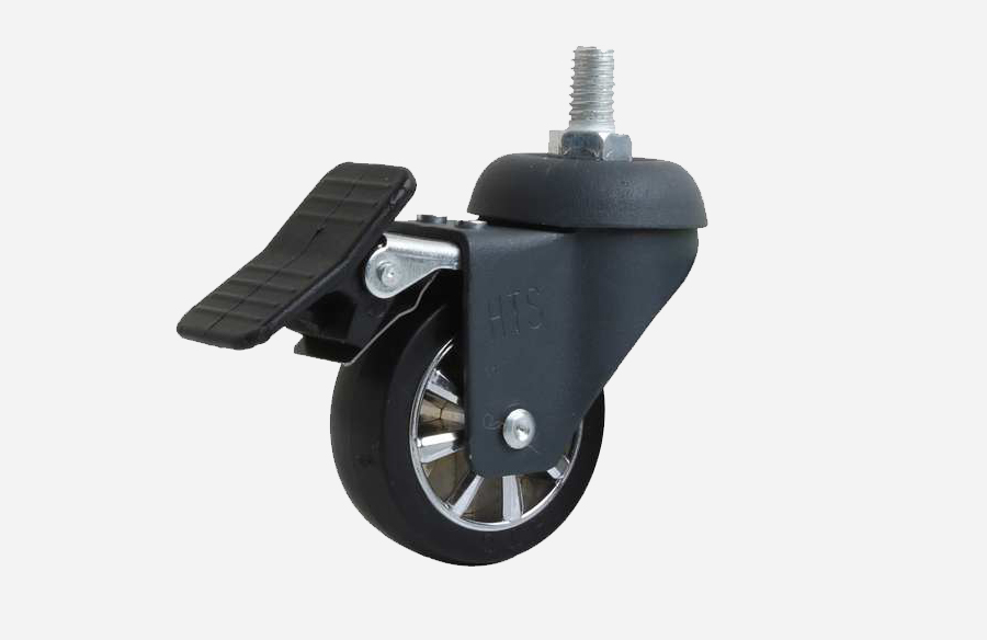 HTS Caster | Anthracite Thermal Chrome Pulley Pin Caster With Brake- Decorative Furniture wheels