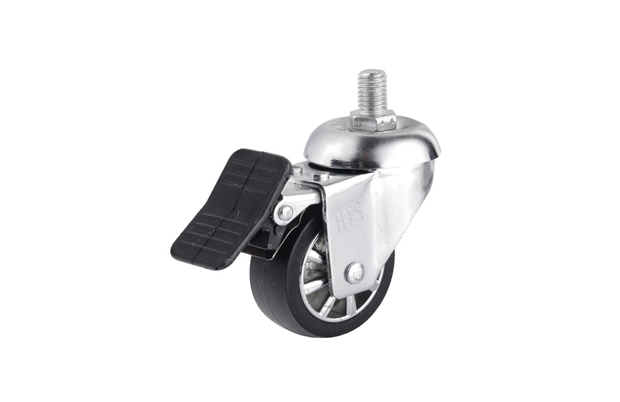 HTS Caster | Chrome Covered Pulley Swivel Screw Caster with Brake