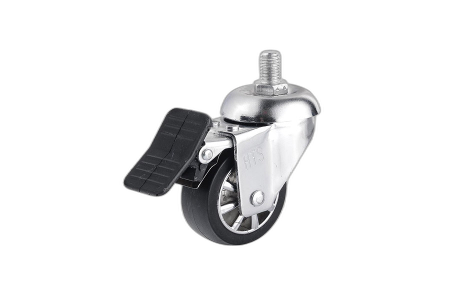 HTS Caster | Chrome Pulley Screw Caster with Brake