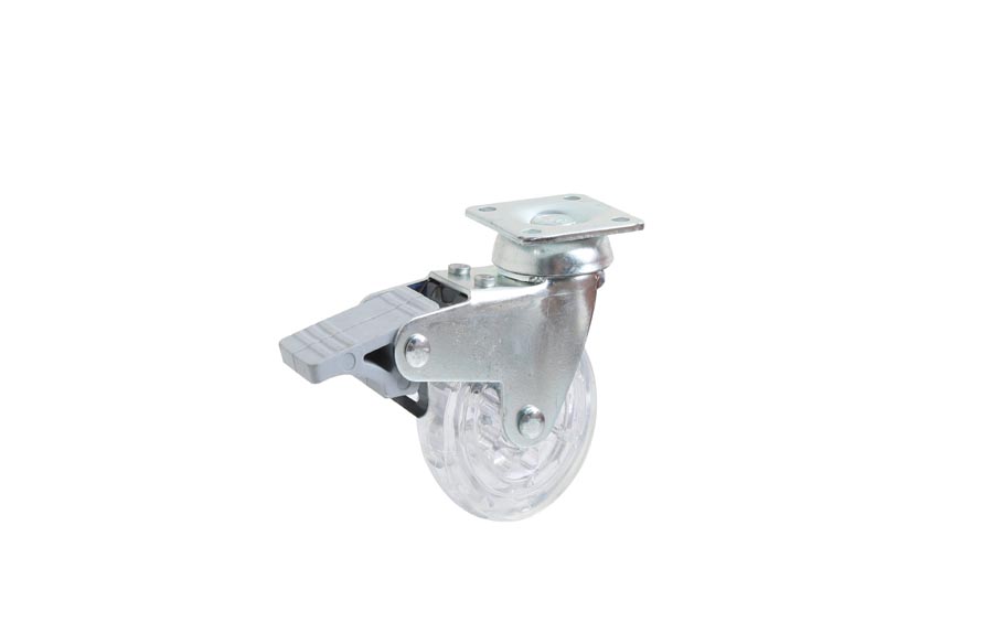 HTS Caster | Transparent Disc Pulley With Brake – Swivel Wheels- Decorative Furniture Casters