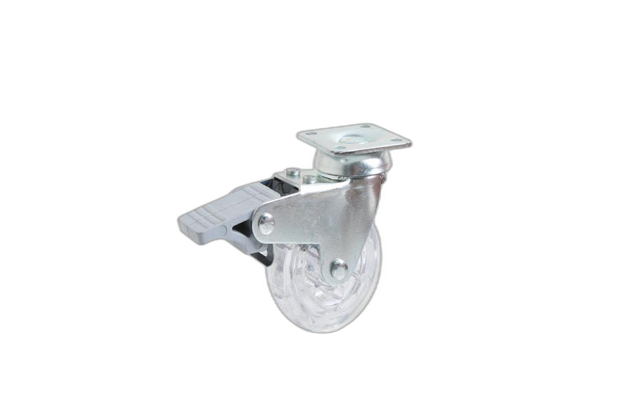 HTS Caster | Transparent Disc Swivel Casters With Brake, D50*20mm
